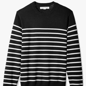 NEW AMAZON ESSENTIALS Big men's size 2XL crewneck sweater Gray white stripe